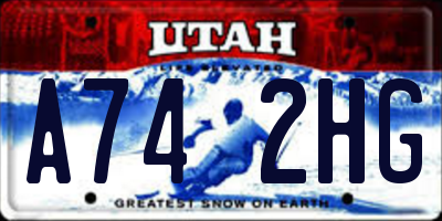 UT license plate A742HG