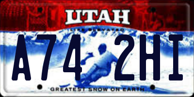 UT license plate A742HI