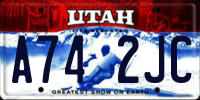 UT license plate A742JC