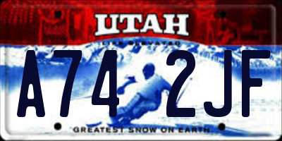 UT license plate A742JF