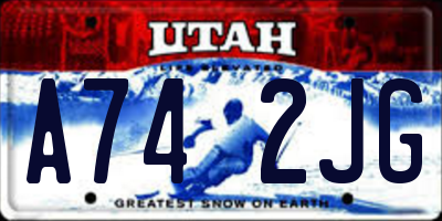 UT license plate A742JG
