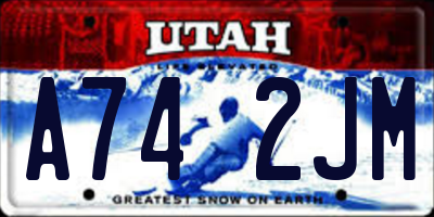 UT license plate A742JM