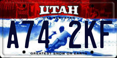 UT license plate A742KF