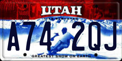 UT license plate A742QJ