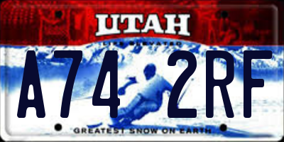 UT license plate A742RF