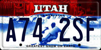 UT license plate A742SF