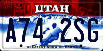UT license plate A742SG