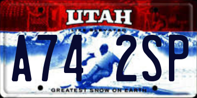 UT license plate A742SP