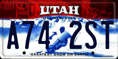 UT license plate A742ST
