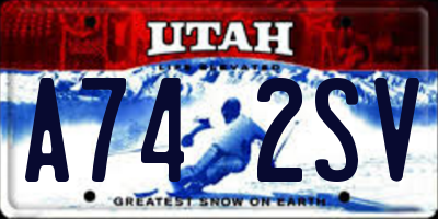 UT license plate A742SV