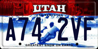 UT license plate A742VF