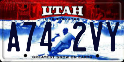 UT license plate A742VY
