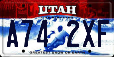 UT license plate A742XF