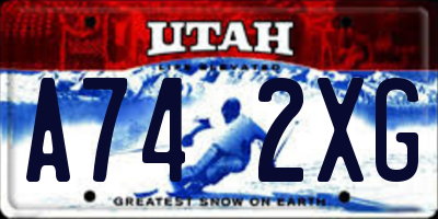 UT license plate A742XG