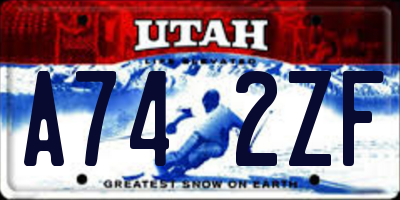 UT license plate A742ZF