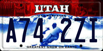 UT license plate A742ZI