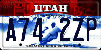 UT license plate A742ZP
