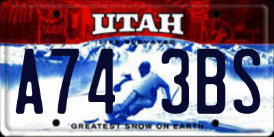 UT license plate A743BS