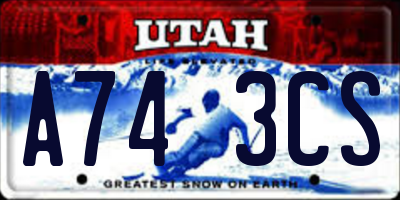 UT license plate A743CS