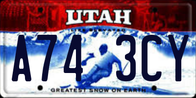 UT license plate A743CY