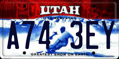UT license plate A743EY