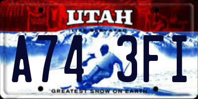 UT license plate A743FI