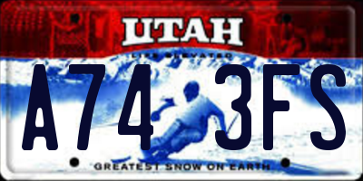 UT license plate A743FS