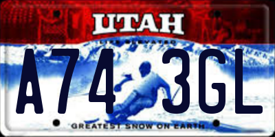 UT license plate A743GL