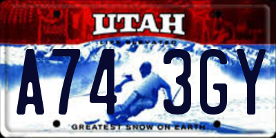 UT license plate A743GY