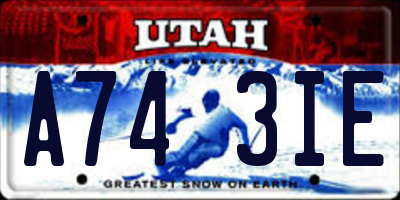 UT license plate A743IE