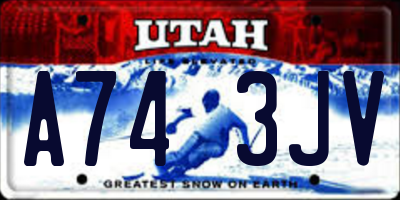 UT license plate A743JV