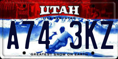 UT license plate A743KZ