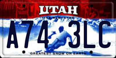 UT license plate A743LC