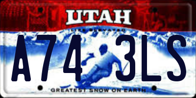 UT license plate A743LS