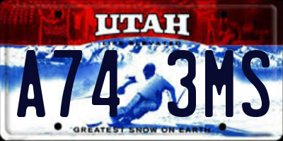 UT license plate A743MS