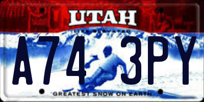 UT license plate A743PY
