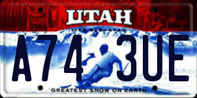 UT license plate A743UE