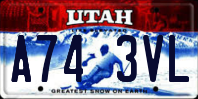 UT license plate A743VL