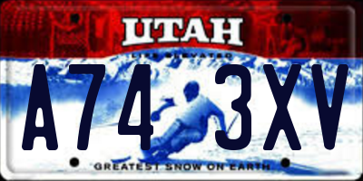 UT license plate A743XV