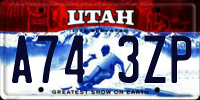 UT license plate A743ZP