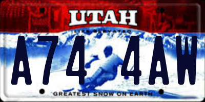 UT license plate A744AW