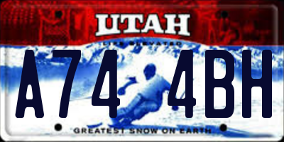 UT license plate A744BH