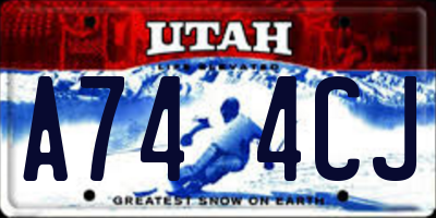 UT license plate A744CJ