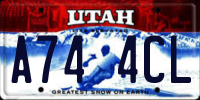 UT license plate A744CL