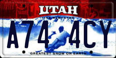 UT license plate A744CY
