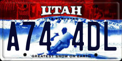 UT license plate A744DL