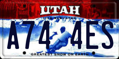 UT license plate A744ES