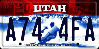 UT license plate A744FA