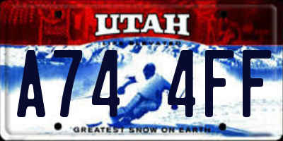 UT license plate A744FF