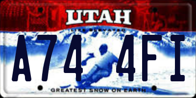 UT license plate A744FI